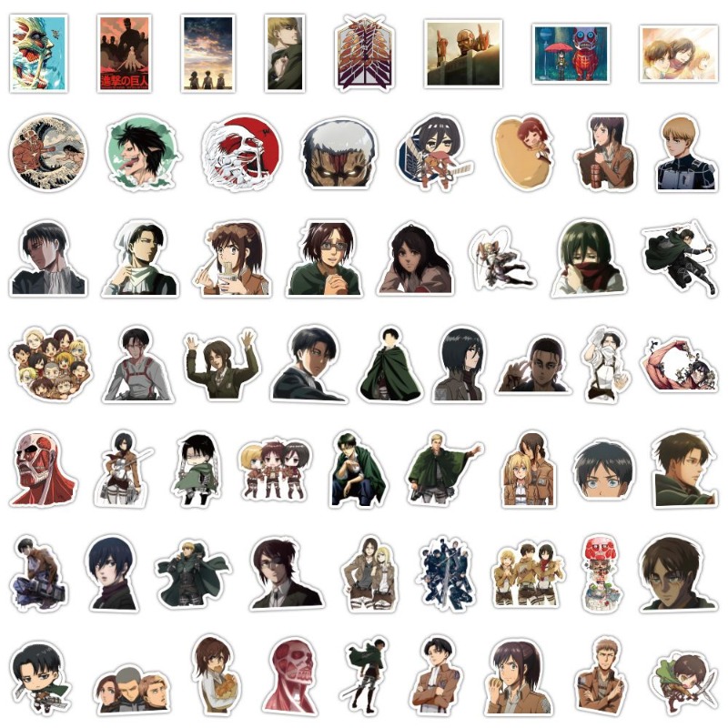Laptop Accessories - 60Pcs Attack on Titan Anime Stickers
